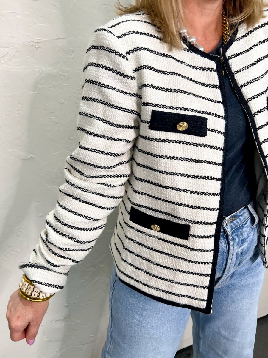 Kennedy Striped Tweed Jacket - Revel Boutique