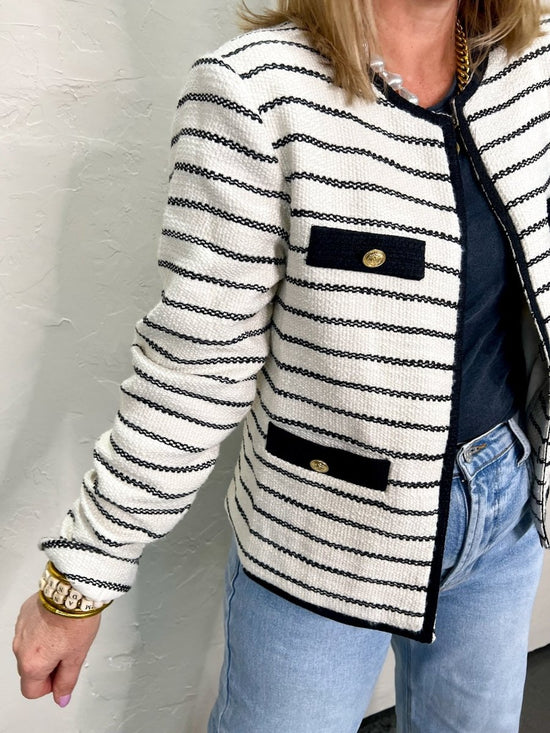 Kennedy Striped Tweed Jacket - Revel Boutique