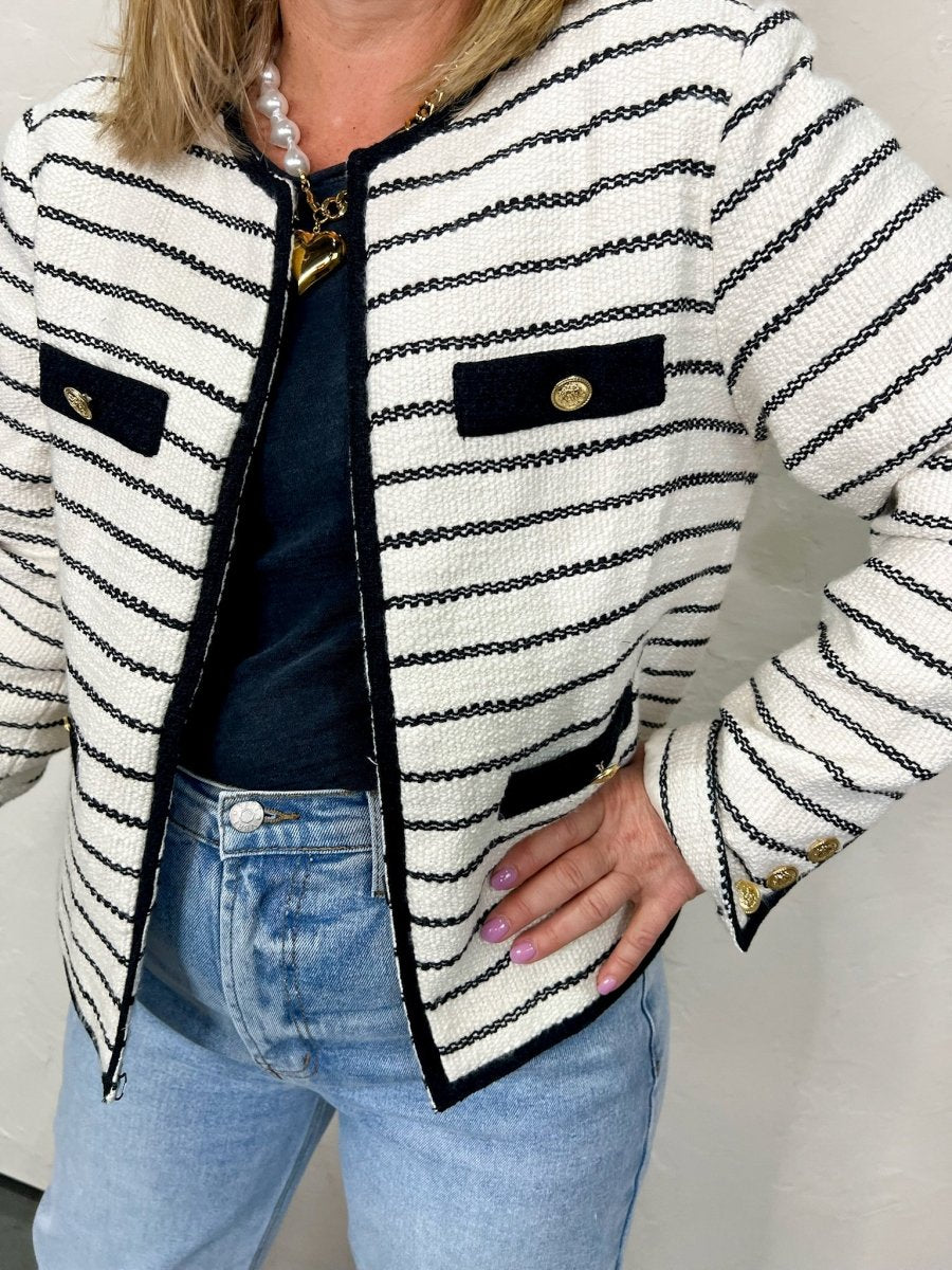 Kennedy Striped Tweed Jacket - Revel Boutique