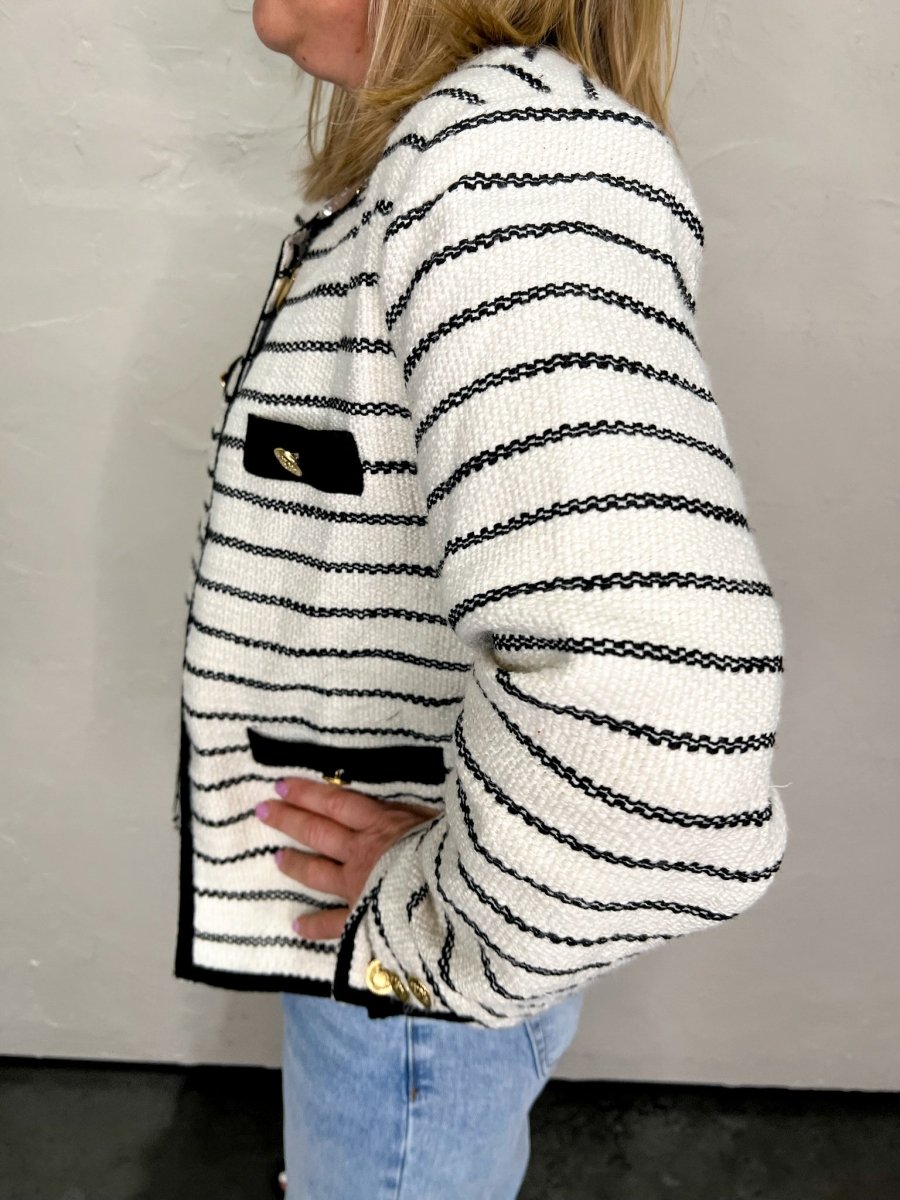 Kennedy Striped Tweed Jacket - Revel Boutique