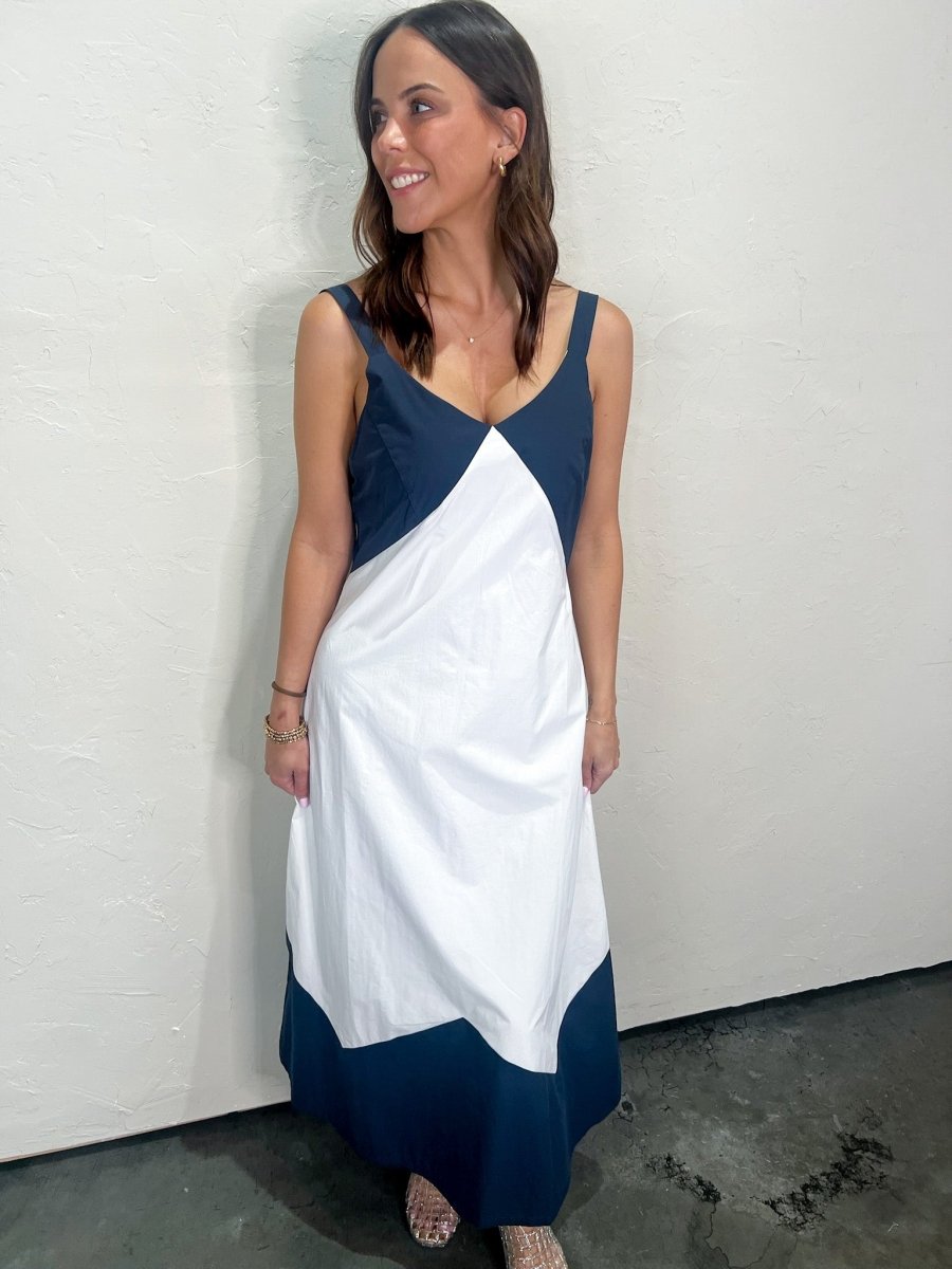 Kennedy Two - Tone Maxi - Navy/White - Revel Boutique