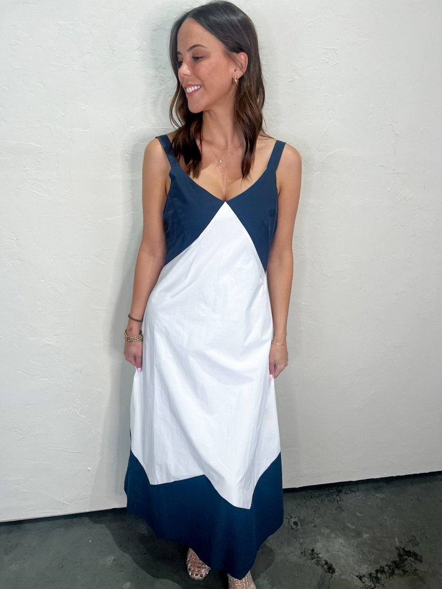 Kennedy Two - Tone Maxi - Navy/White - Revel Boutique