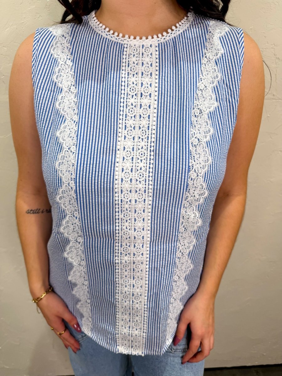 Kentucky Lace Trim Blouse - Revel Boutique