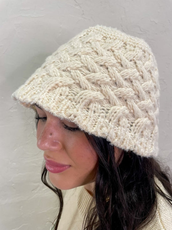 Latte Knit Bucket Hat - Cream - Revel Boutique