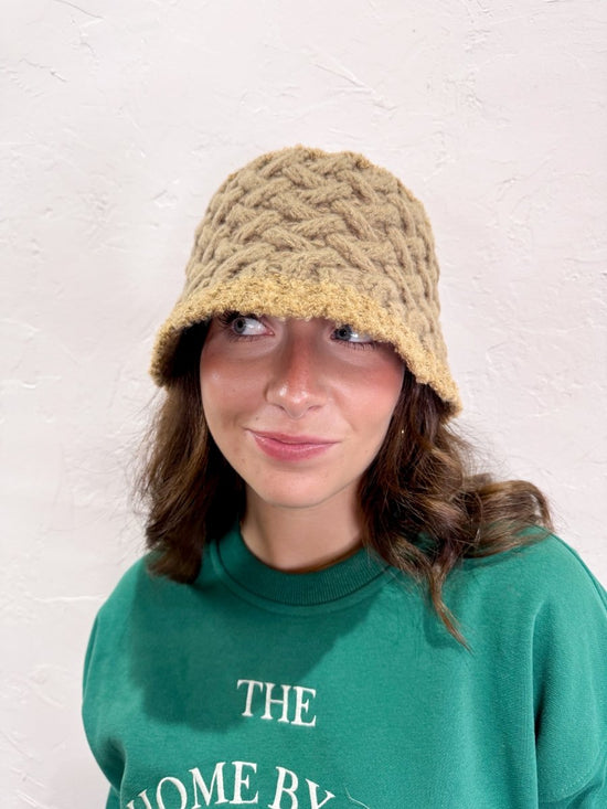 Latte Knit Bucket Hat - Khaki - Revel Boutique