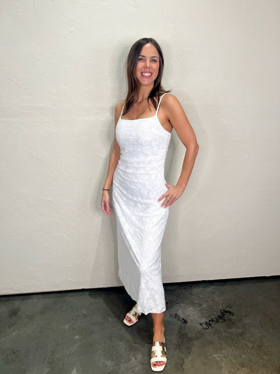 Laurie Textured Dress - White - Revel Boutique