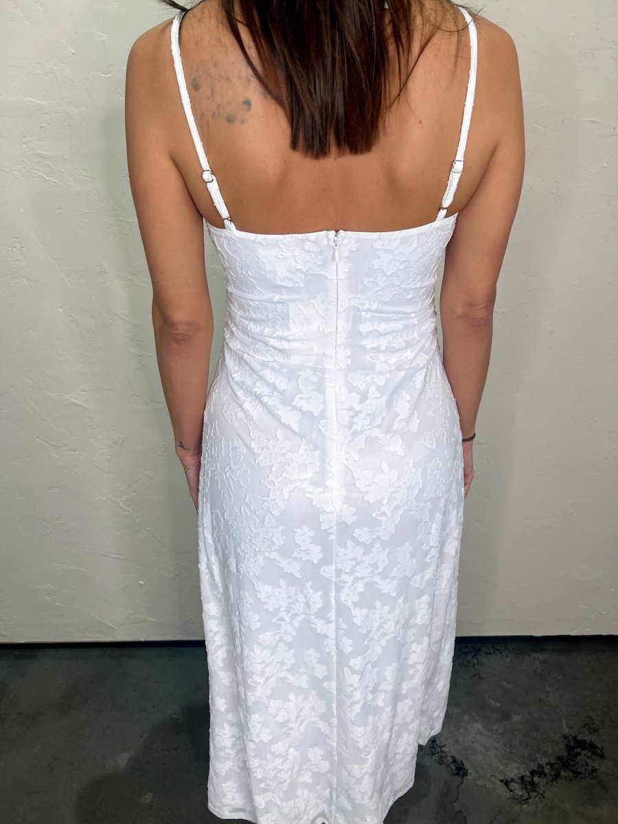Laurie Textured Dress - White - Revel Boutique