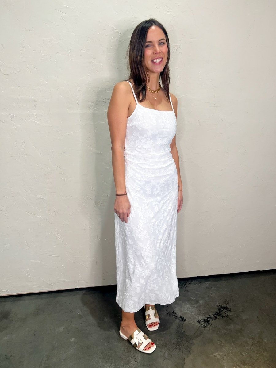 Laurie Textured Dress - White - Revel Boutique