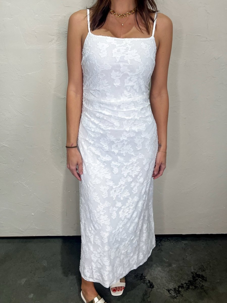 Laurie Textured Dress - White - Revel Boutique
