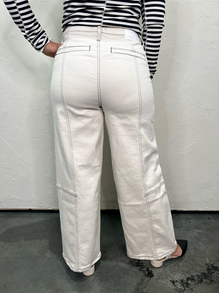 Lawson Cropped Jeans - Cream - Revel Boutique