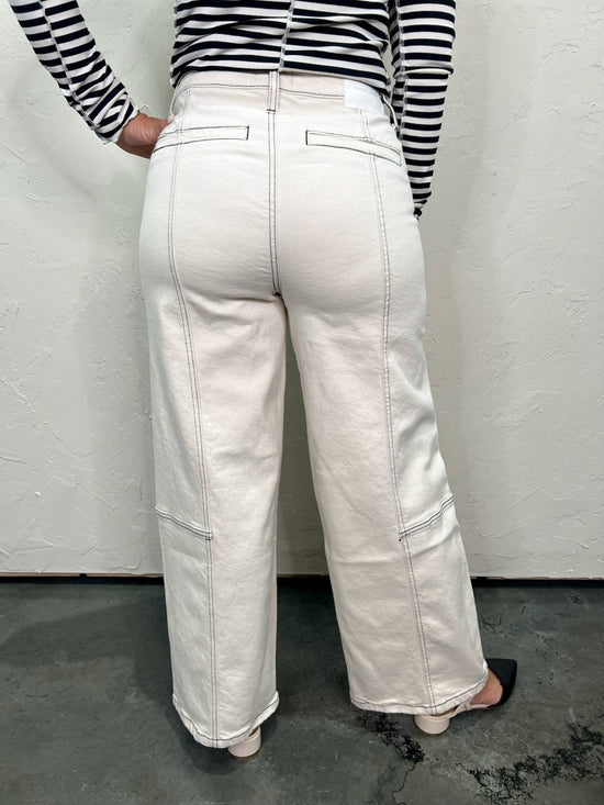 Lawson Cropped Jeans - Cream - Revel Boutique