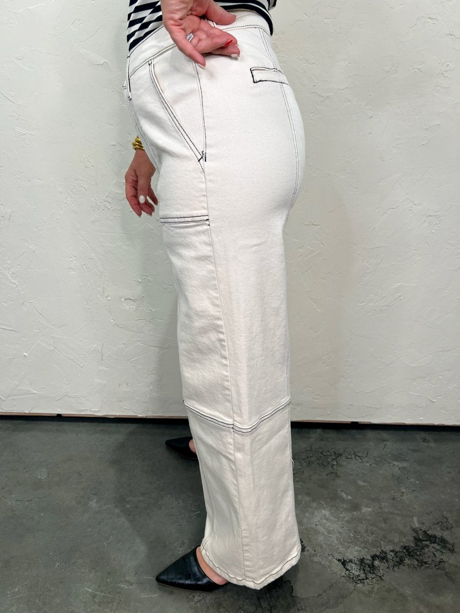 Lawson Cropped Jeans - Cream - Revel Boutique