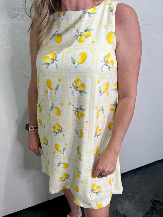Load image into Gallery viewer, Lemon Drop Shift Dress - Revel Boutique
