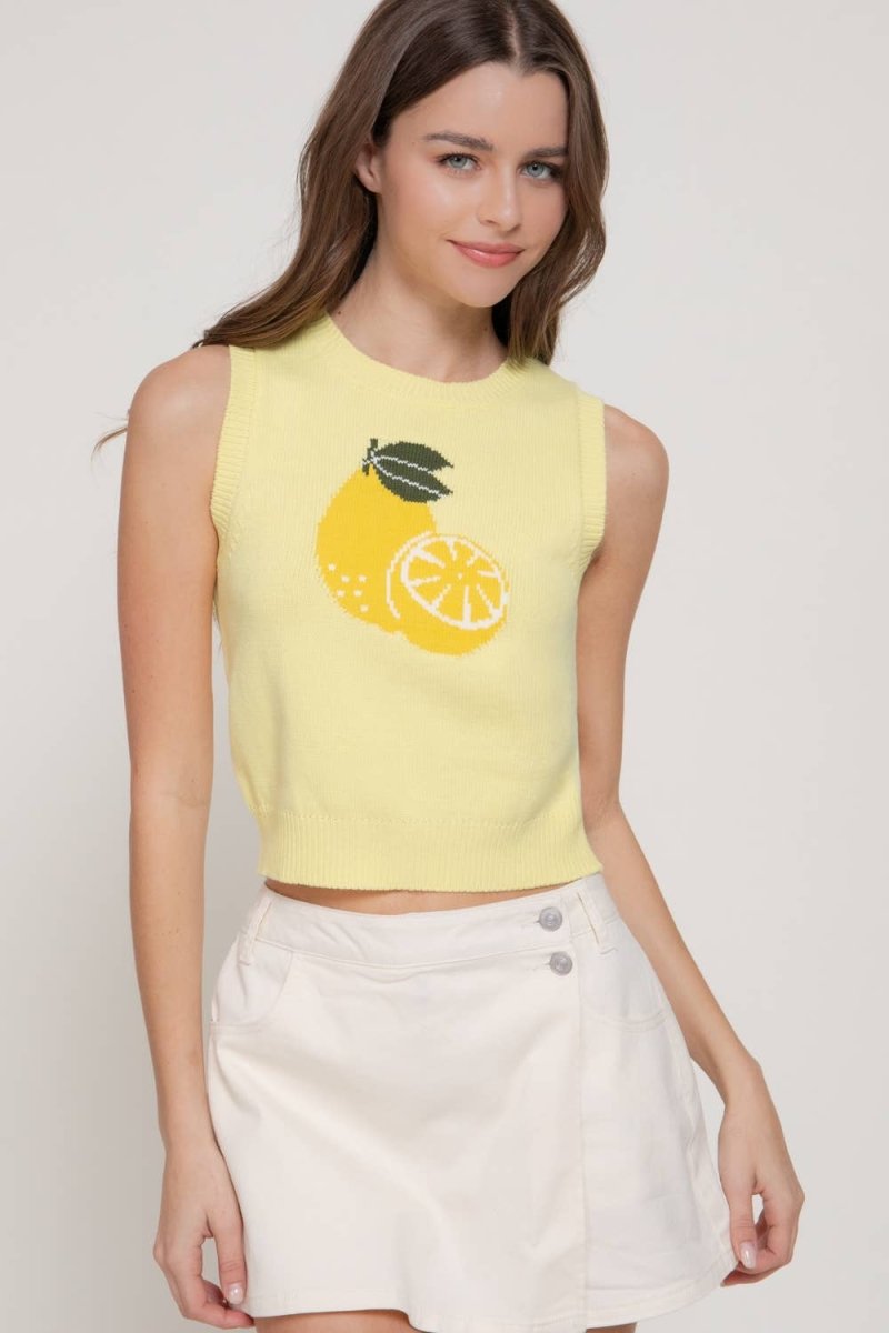 Lemon Sweater: White - Revel Boutique