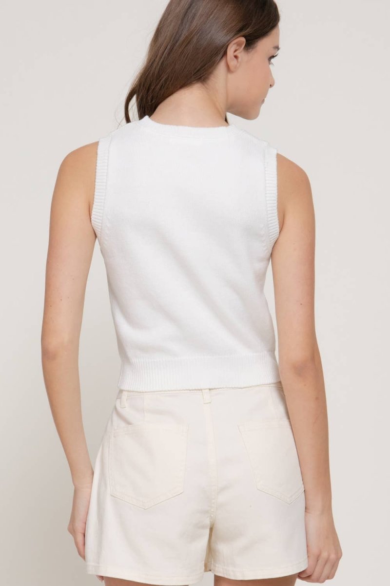 Lemon Sweater: White - Revel Boutique