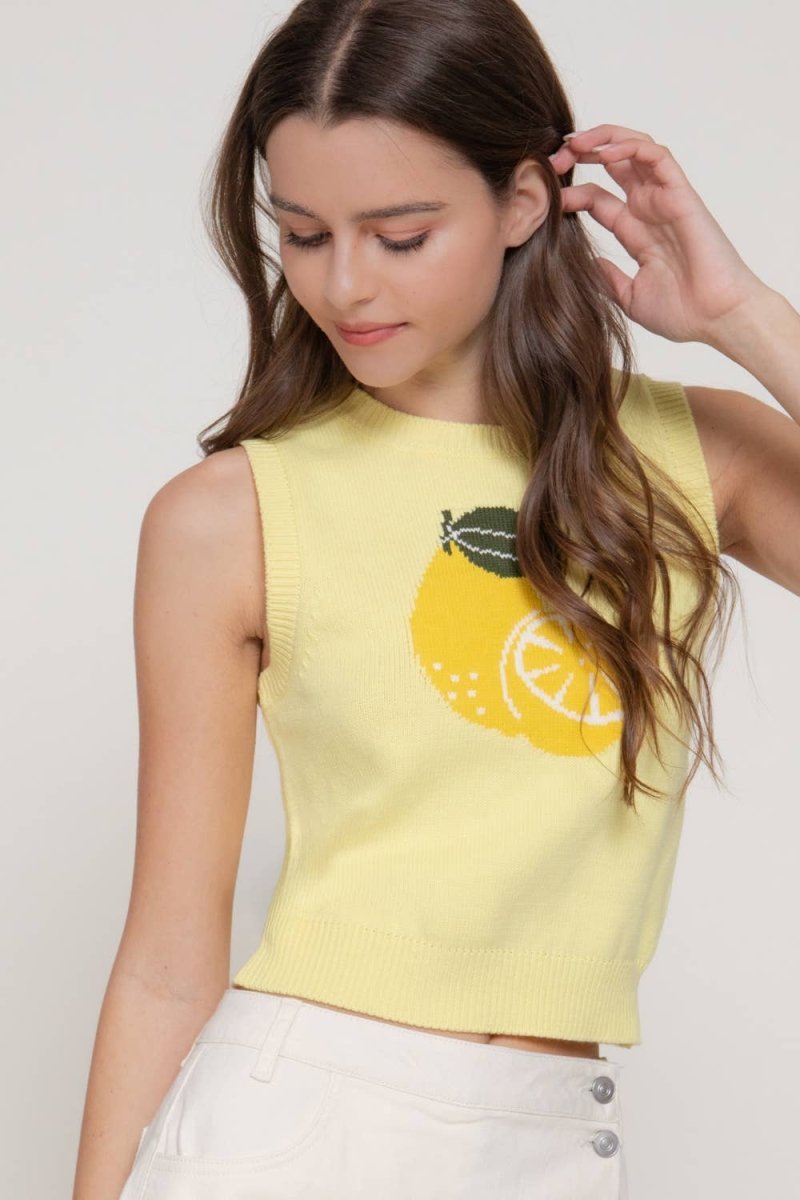 Lemon Sweater: White - Revel Boutique