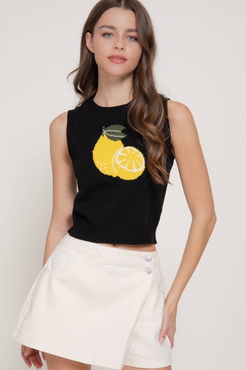 Lemon Sweater: White - Revel Boutique