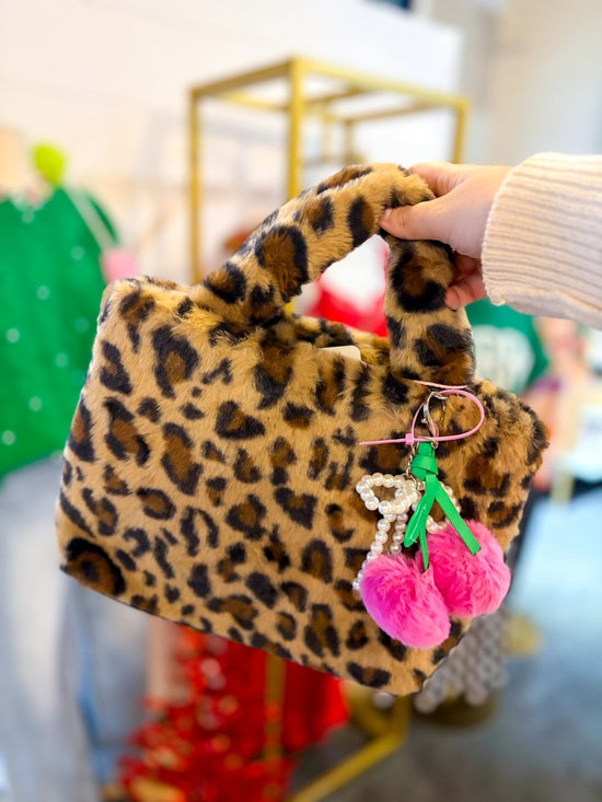 Leopard Plush Mini Tote - Revel Boutique