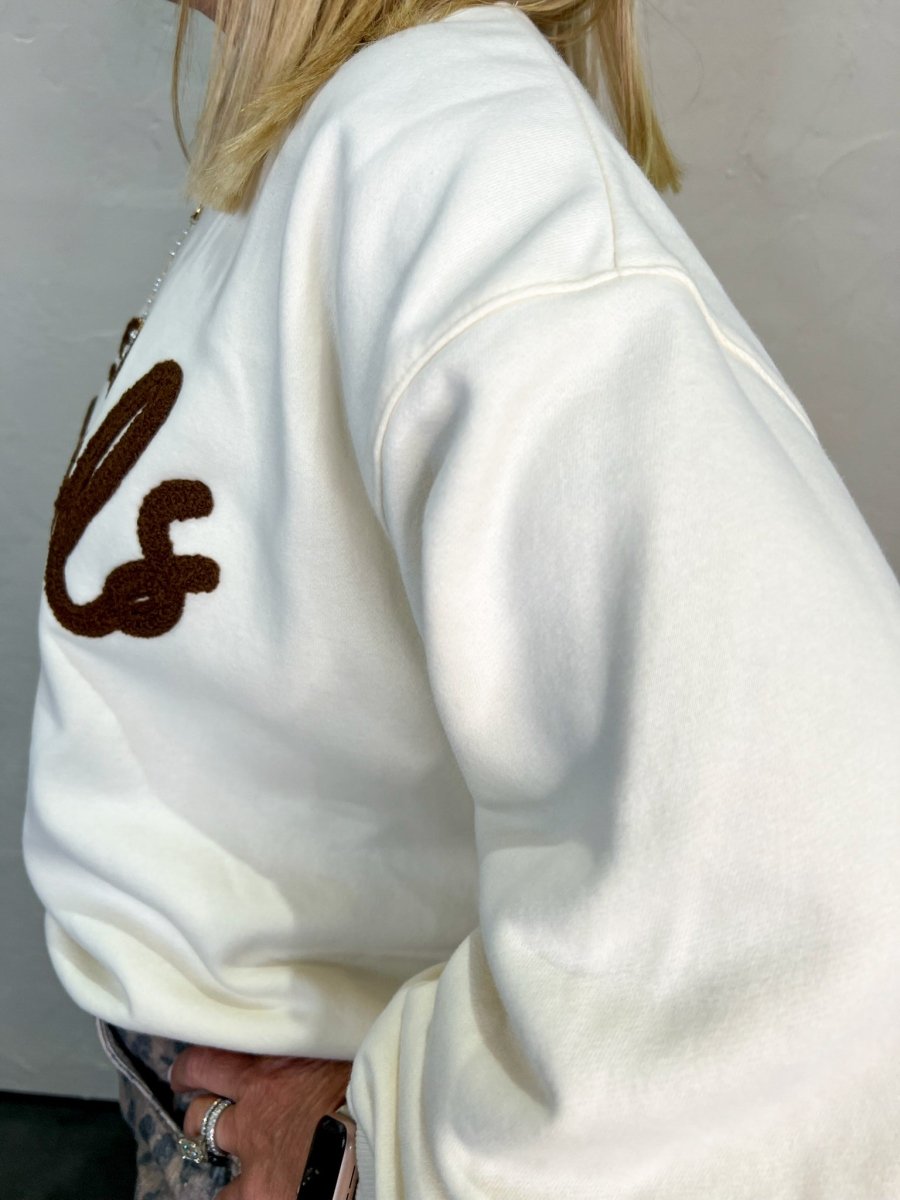 Lets Go Girls Flocked Sweatshirt - Revel Boutique