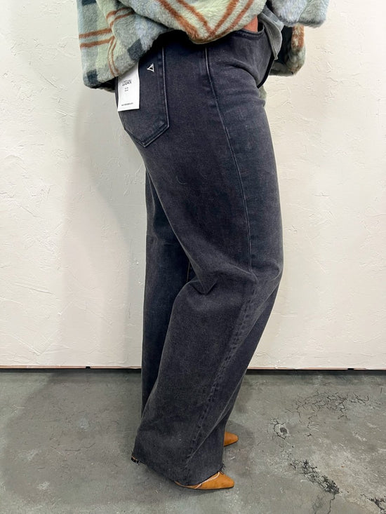 Logan High Rise Dad Basic Jean - Dark Grey - Revel Boutique