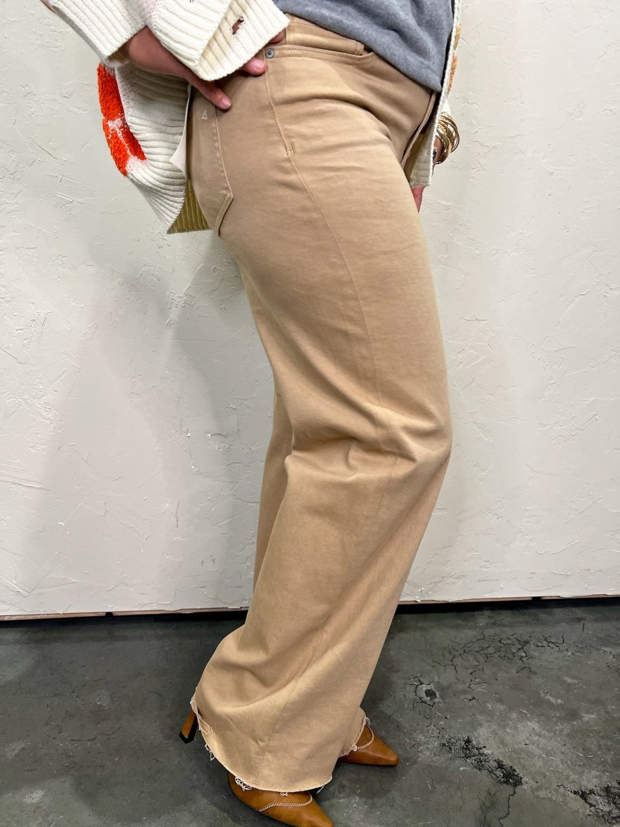 Logan Mid Rise Dad Jean - Almond - Revel Boutique