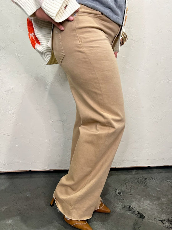 Logan Mid Rise Dad Jean - Almond - Revel Boutique