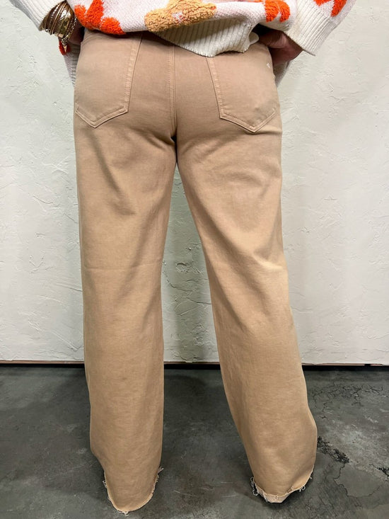 Logan Mid Rise Dad Jean - Almond - Revel Boutique