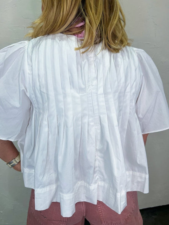 Long Weekend Pleated Top - White - Revel Boutique