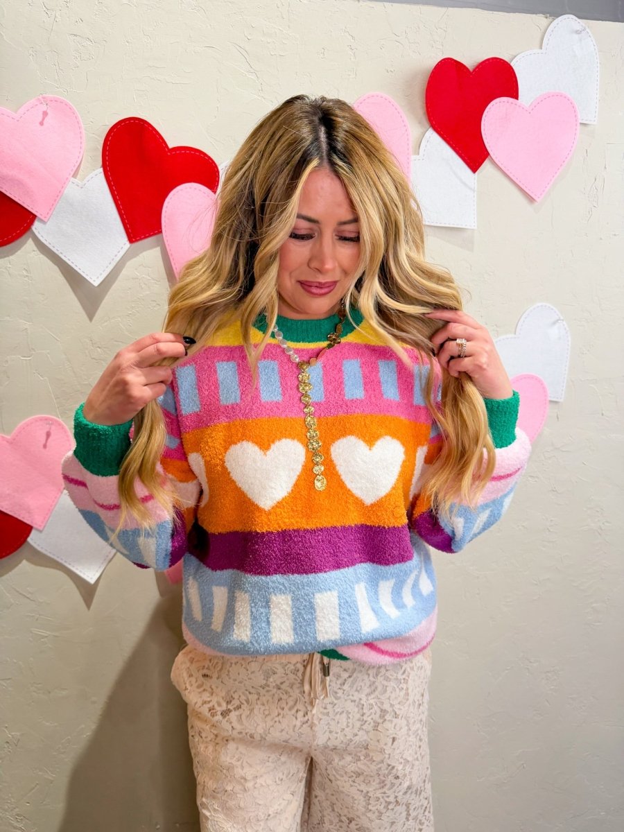 Love Colorfully Sweater - Pink - Revel Boutique