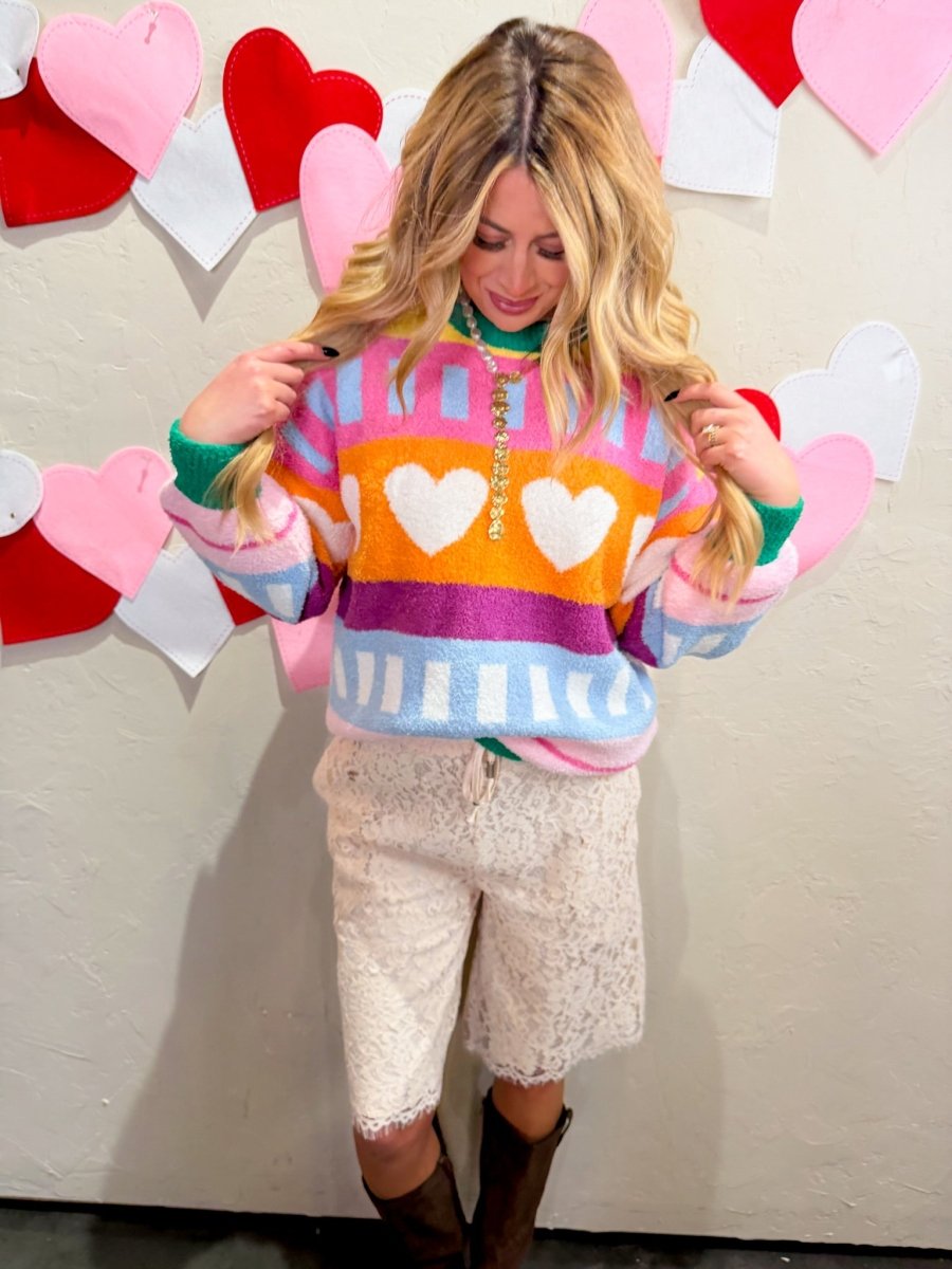 Love Colorfully Sweater - Pink - Revel Boutique