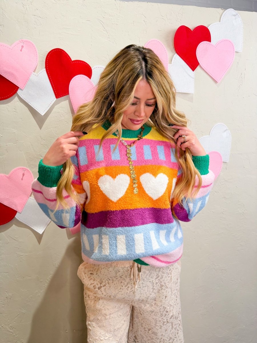 Love Colorfully Sweater - Pink - Revel Boutique