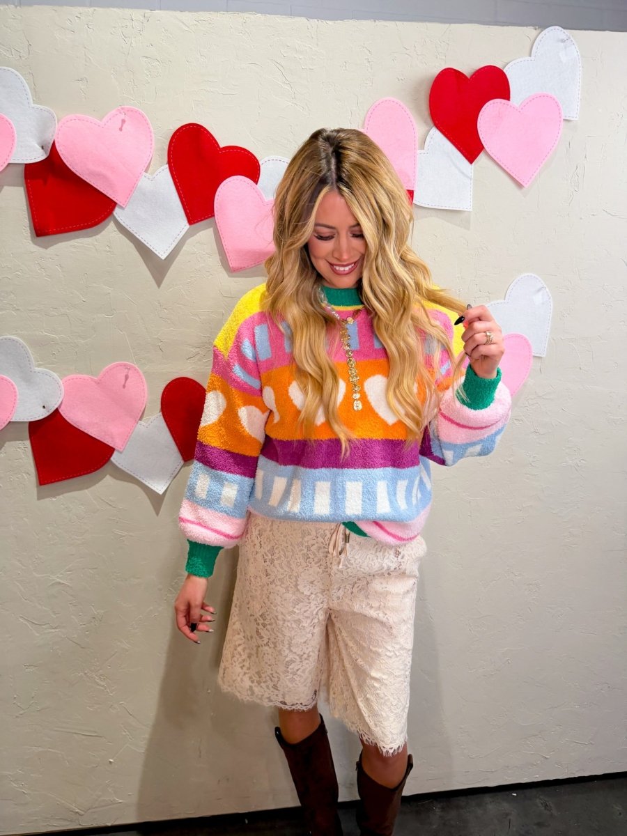 Love Colorfully Sweater - Pink - Revel Boutique