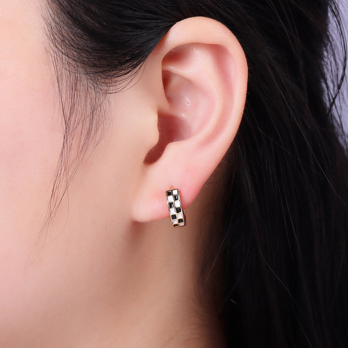 Mackenzie Checker Hoop - Revel Boutique