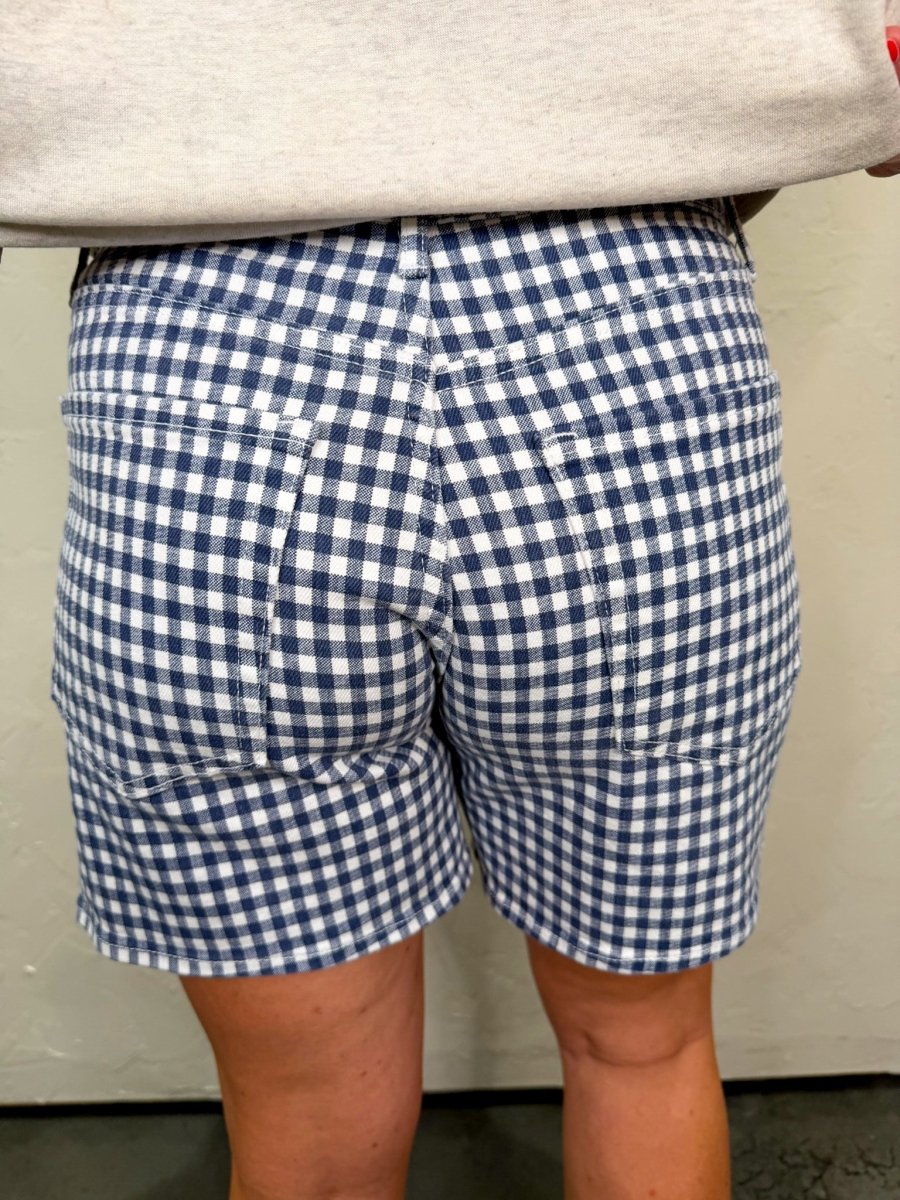 Maine Gingham Shorts - Navy - Revel Boutique