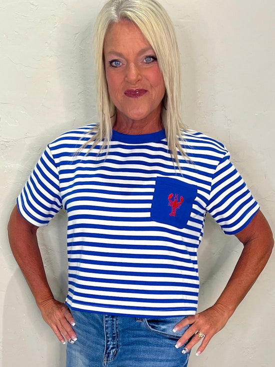 Maine Pocket Tee - Blue - Revel Boutique