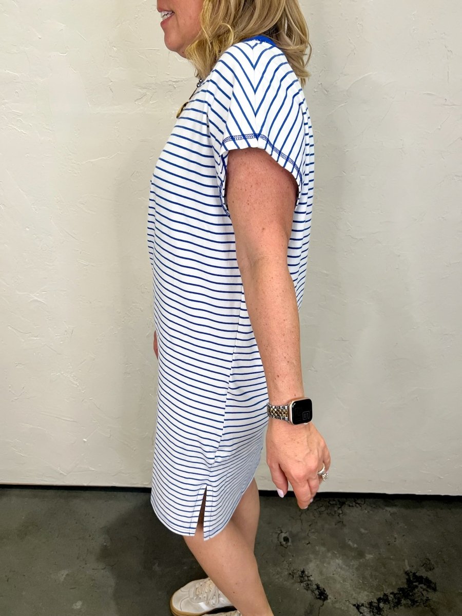 Maine T-Shirt Dress - Blue - Revel Boutique
