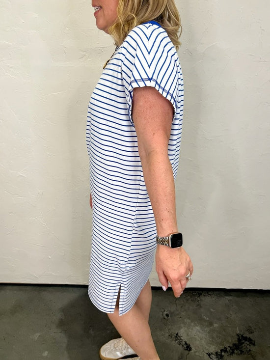 Maine T-Shirt Dress - Blue - Revel Boutique