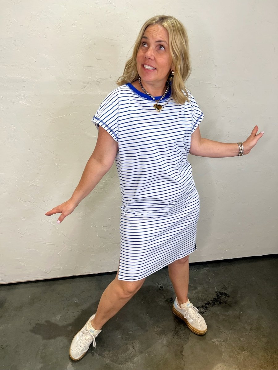 Maine T-Shirt Dress - Blue - Revel Boutique