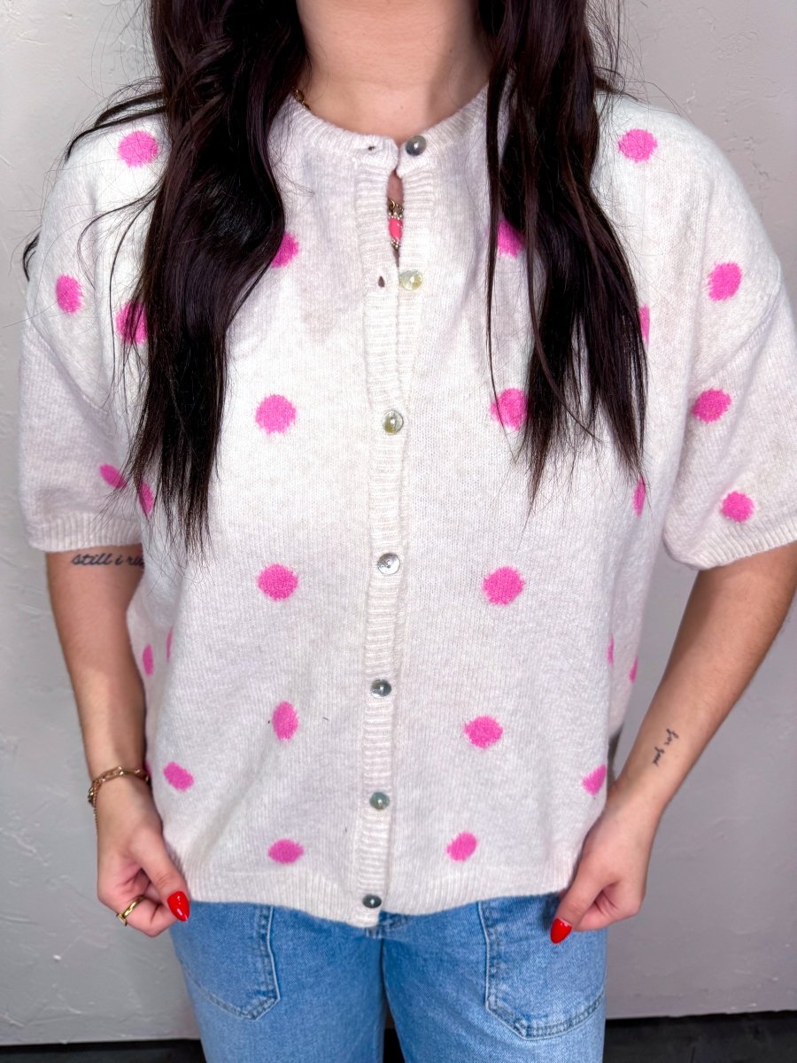 Malibu Polkadot Sweater Cardigan - Revel Boutique