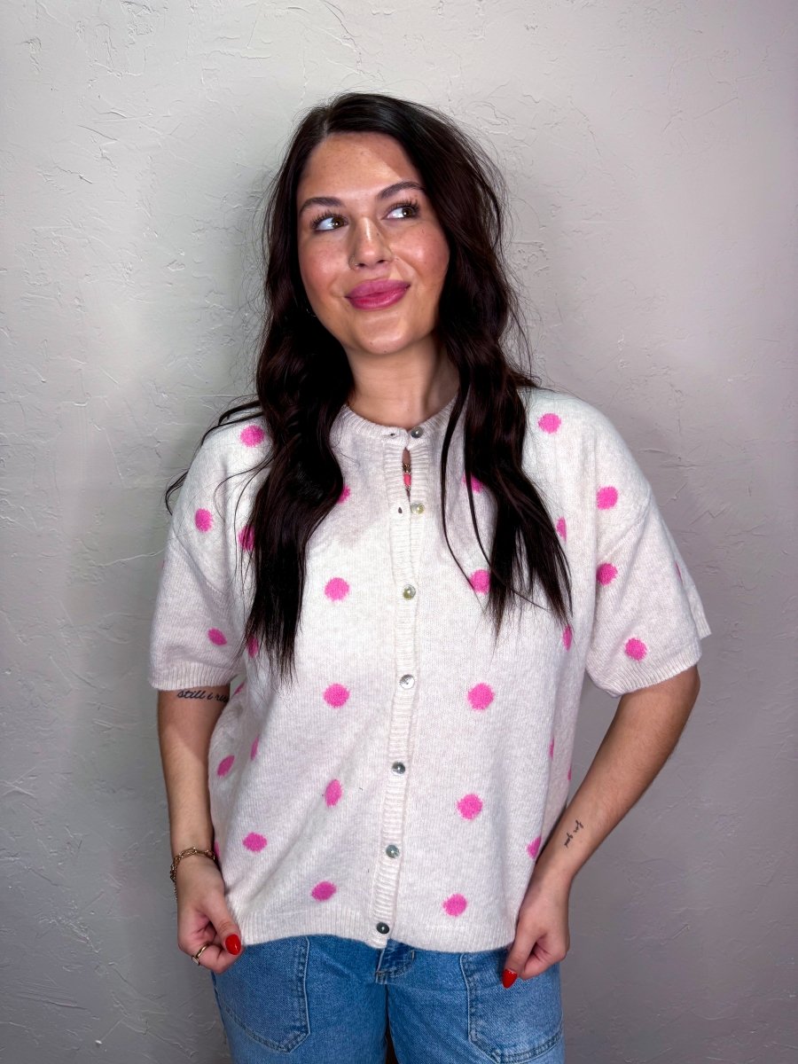 Malibu Polkadot Sweater Cardigan - Revel Boutique