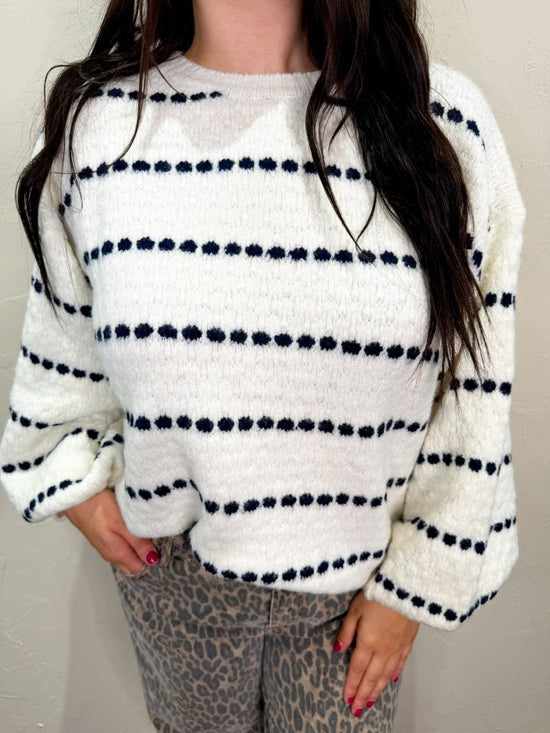 Marley Cozy Sweater - Navy/White - Revel Boutique