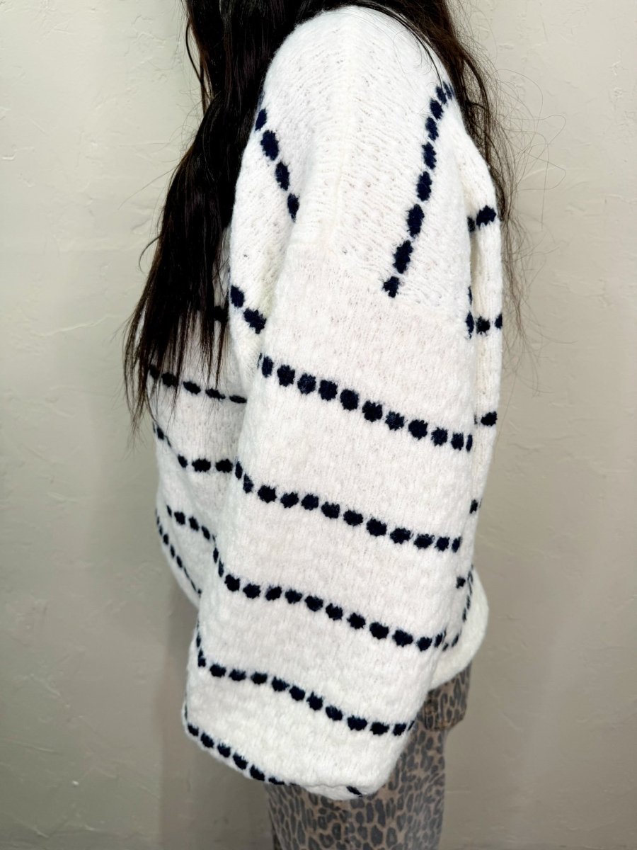 Marley Cozy Sweater - Navy/White - Revel Boutique