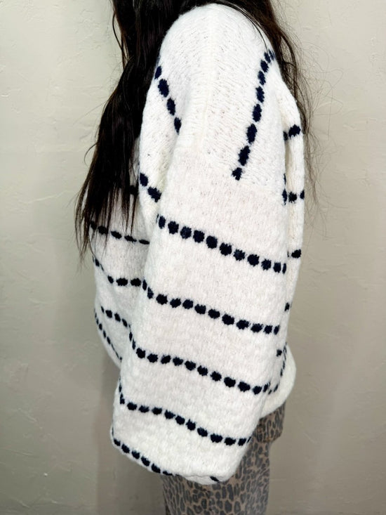 Marley Cozy Sweater - Navy/White - Revel Boutique