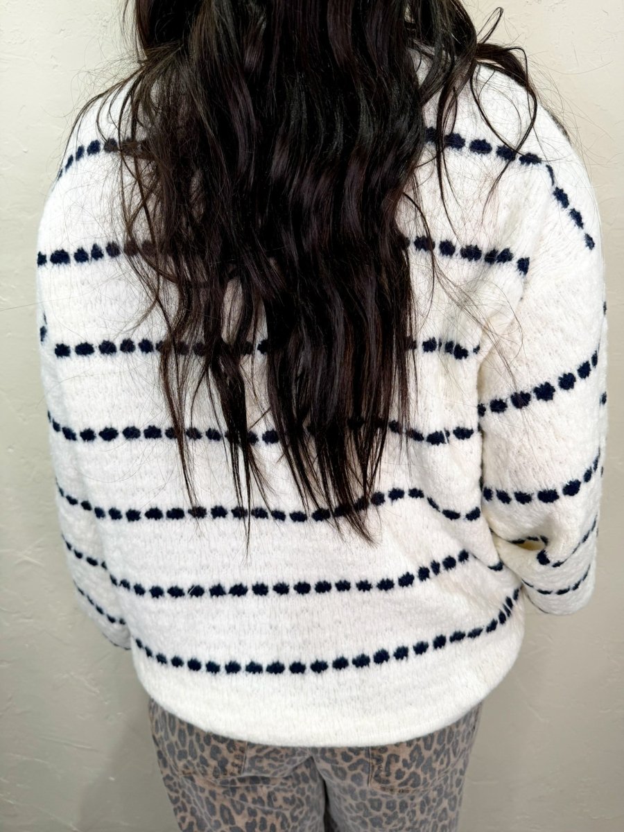 Marley Cozy Sweater - Navy/White - Revel Boutique