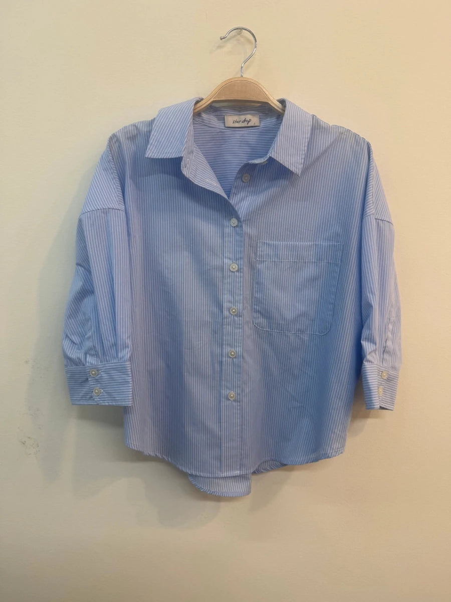 Masters Stripe Blouse - Blue - Revel Boutique