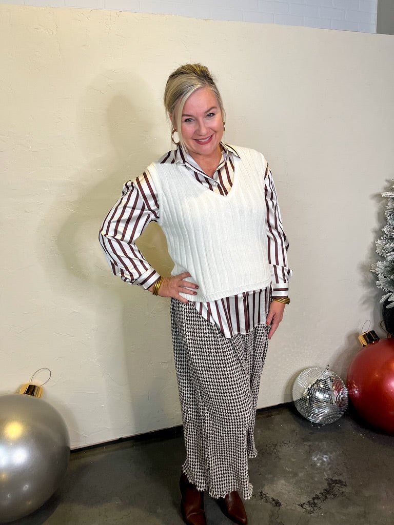 Mayflower Check Skirt - Brown - Revel Boutique