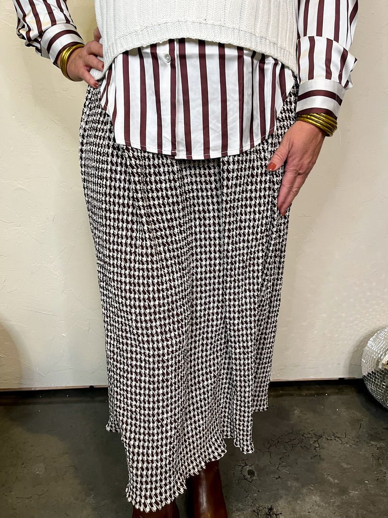 Mayflower Check Skirt - Brown - Revel Boutique