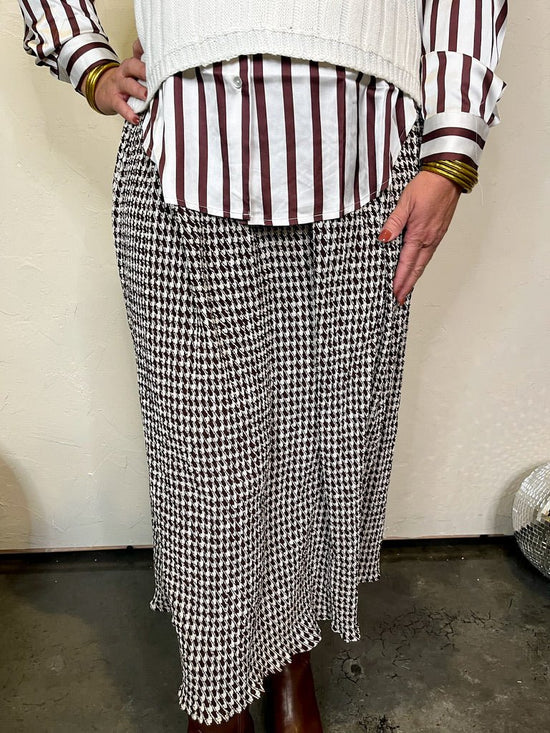Mayflower Check Skirt - Brown - Revel Boutique