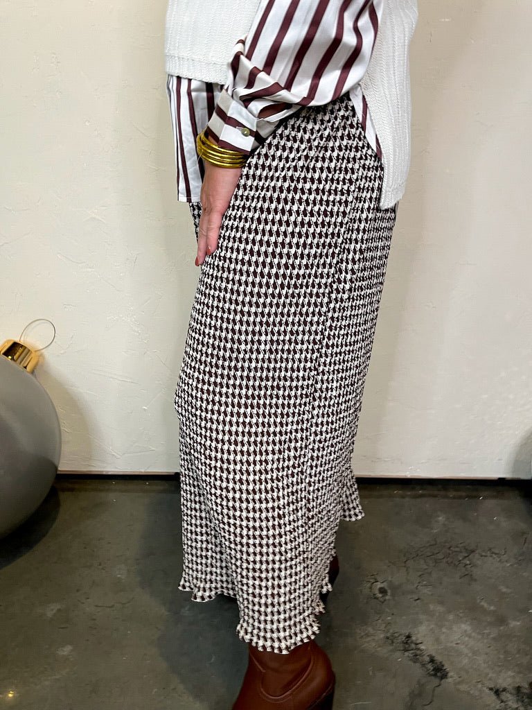 Mayflower Check Skirt - Brown - Revel Boutique