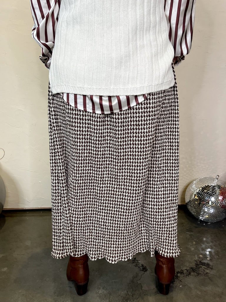 Mayflower Check Skirt - Brown - Revel Boutique